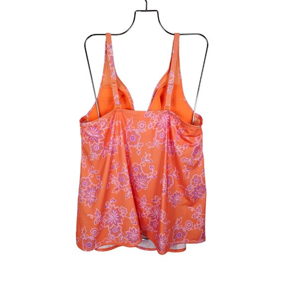 Cacique (Swim by Cacique) Orange Floral Tankini Lightly Lined Plunge 40D NWT - Picture 2 of 5